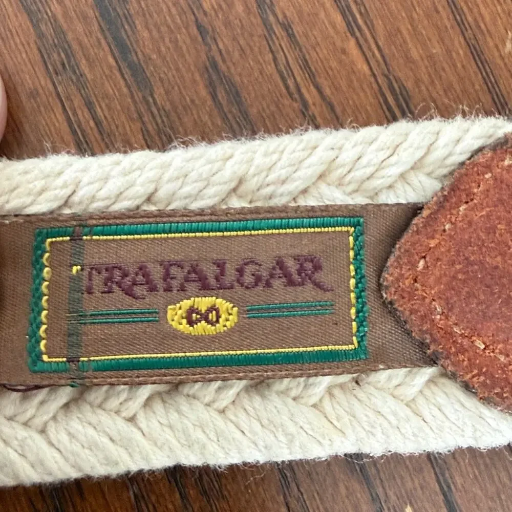 Trafalgar Canvas Woven Belt with Leather Accents Size 36